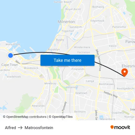 Alfred to Matroosfontein map