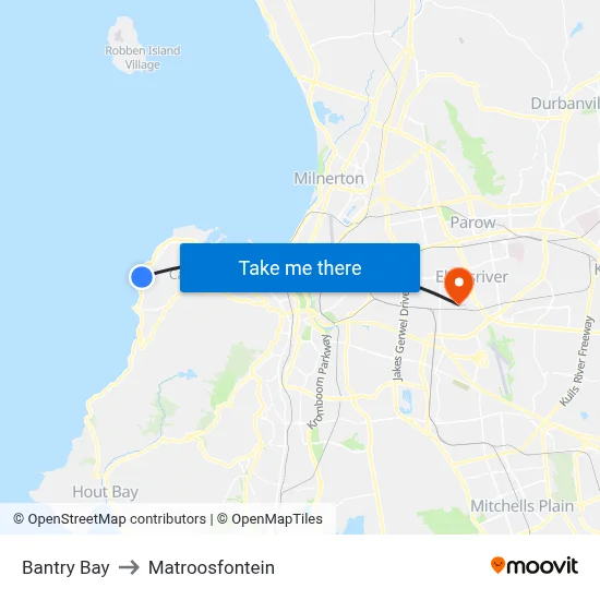 Bantry Bay to Matroosfontein map