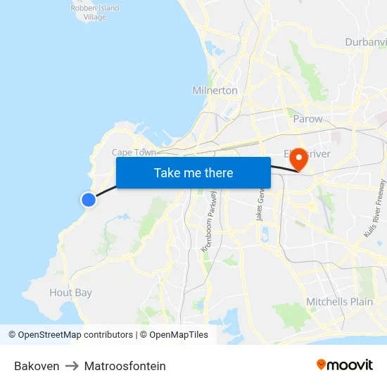 Bakoven to Matroosfontein map