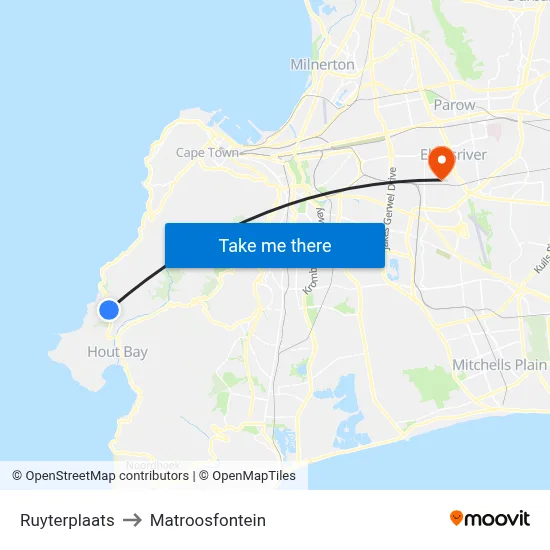 Ruyterplaats to Matroosfontein map