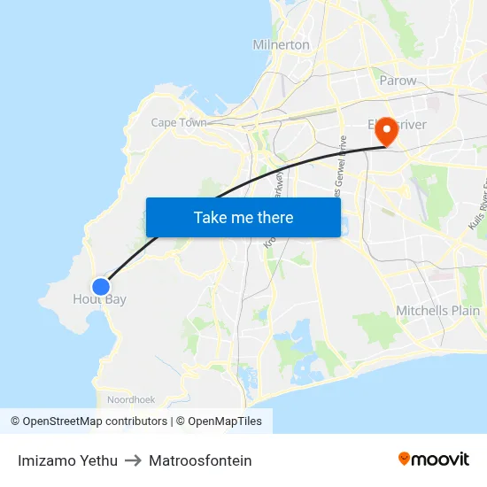 Imizamo Yethu to Matroosfontein map