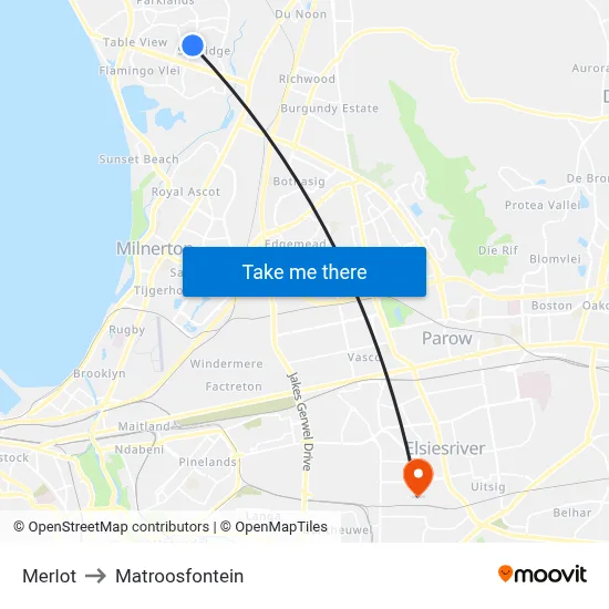 Merlot to Matroosfontein map