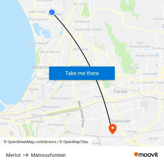 Merlot to Matroosfontein map
