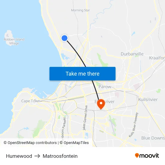Humewood to Matroosfontein map