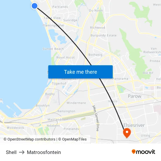 Shell to Matroosfontein map