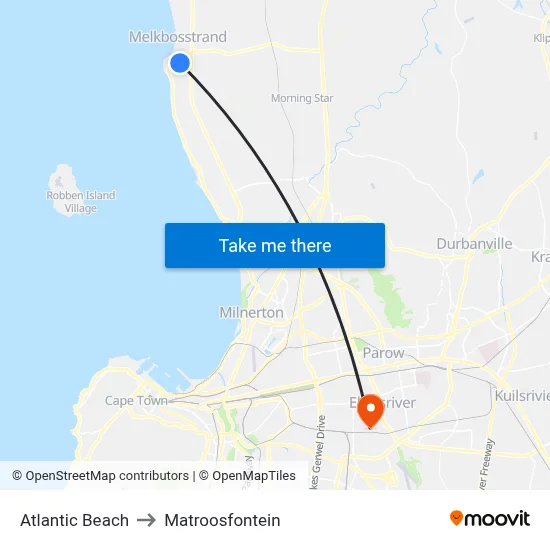Atlantic Beach to Matroosfontein map