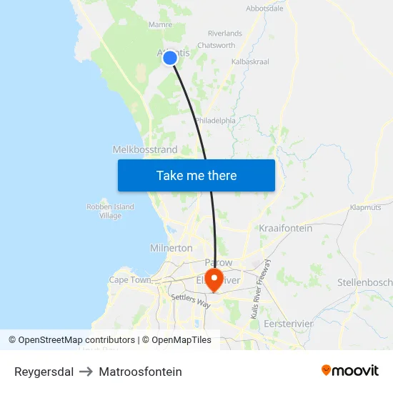 Reygersdal to Matroosfontein map