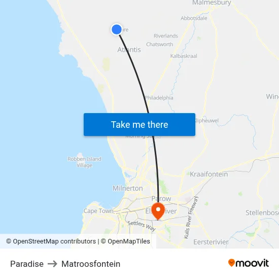 Paradise to Matroosfontein map