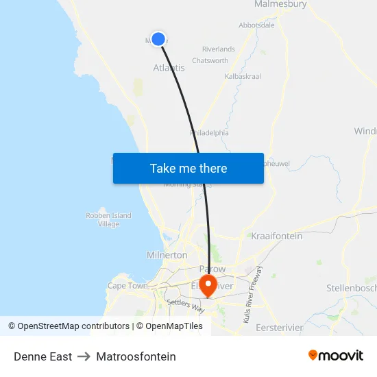 Denne East to Matroosfontein map