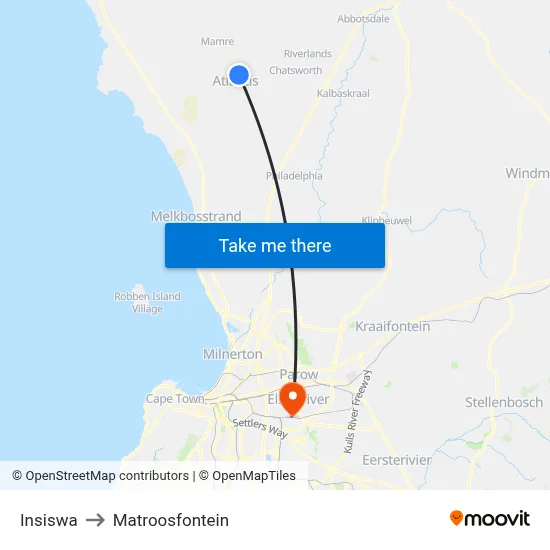 Insiswa to Matroosfontein map