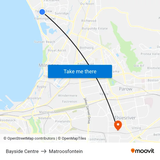 Bayside Centre to Matroosfontein map