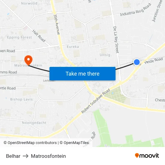 Belhar to Matroosfontein map