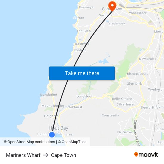 Mariners Wharf to Cape Town map