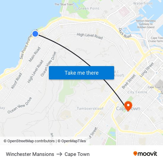 Winchester Mansions to Cape Town map