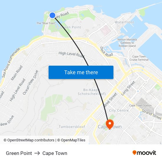 Green Point to Cape Town map
