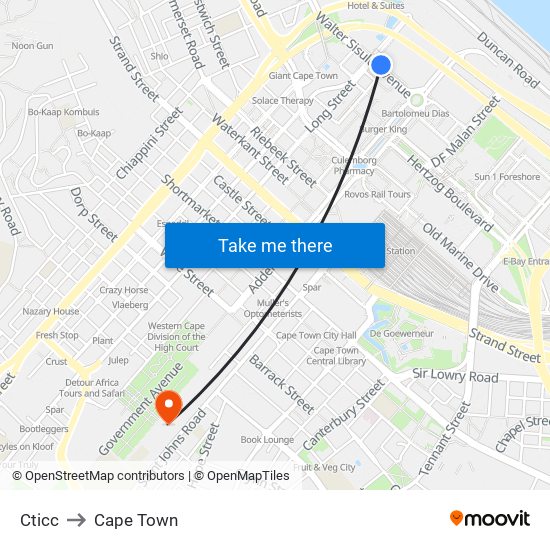 Cticc to Cape Town map