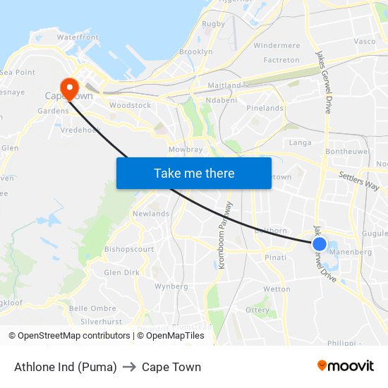 Athlone Ind (Puma) to Cape Town map