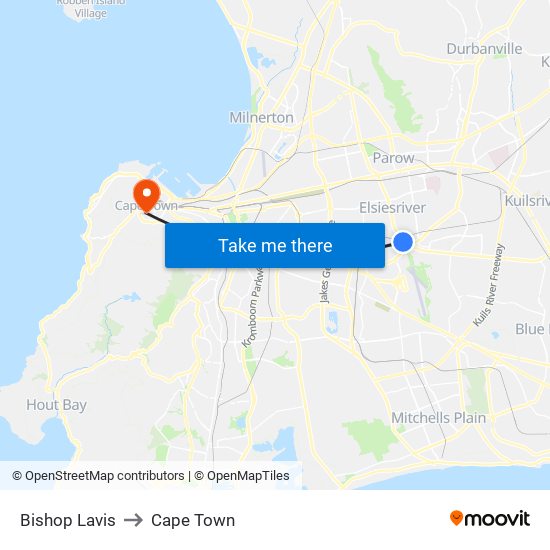 Bishop Lavis to Cape Town map