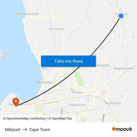 Mikpunt to Cape Town map