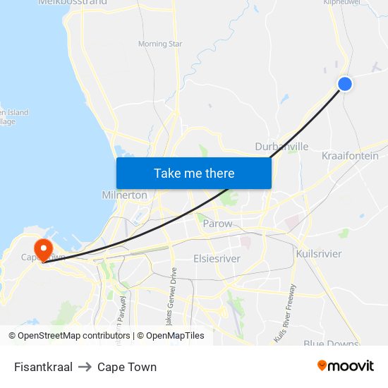 Fisantkraal to Cape Town map