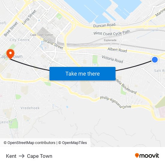 Kent to Cape Town map