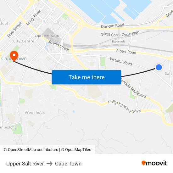 Upper Salt River to Cape Town map