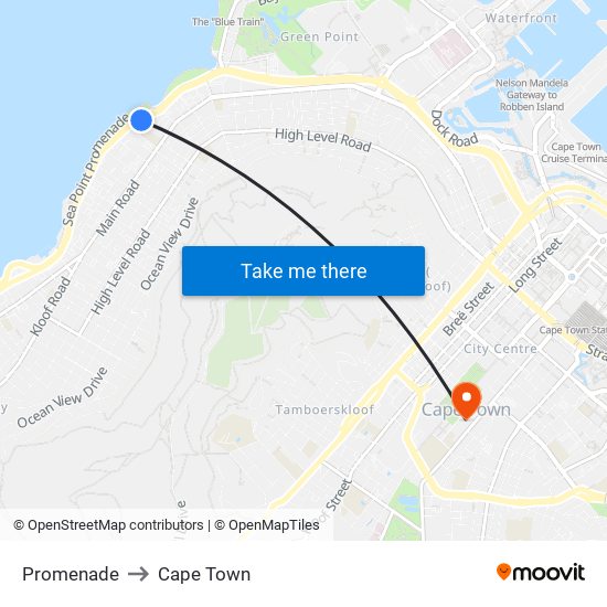 Promenade to Cape Town map