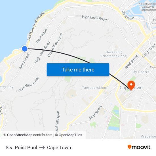 Sea Point Pool to Cape Town map