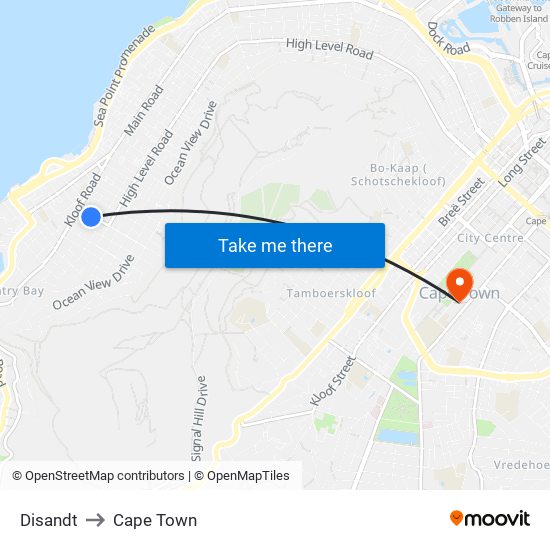 Disandt to Cape Town map