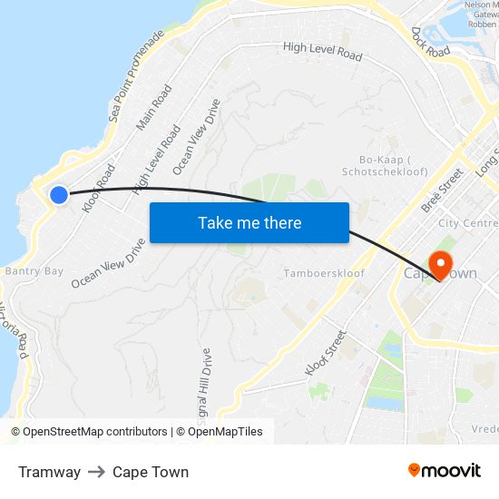 Tramway to Cape Town map