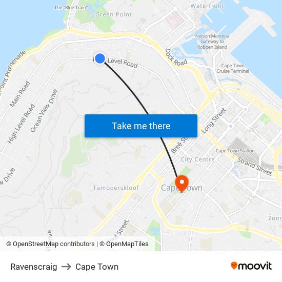 Ravenscraig to Cape Town map