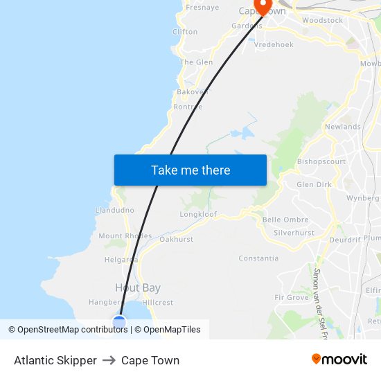 Atlantic Skipper to Cape Town map