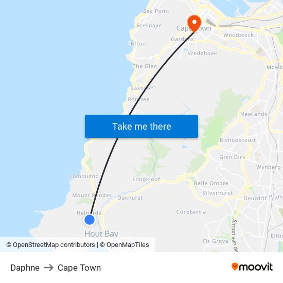 Daphne to Cape Town map