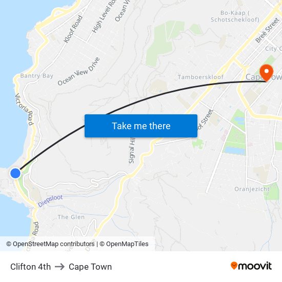 Clifton 4th to Cape Town map
