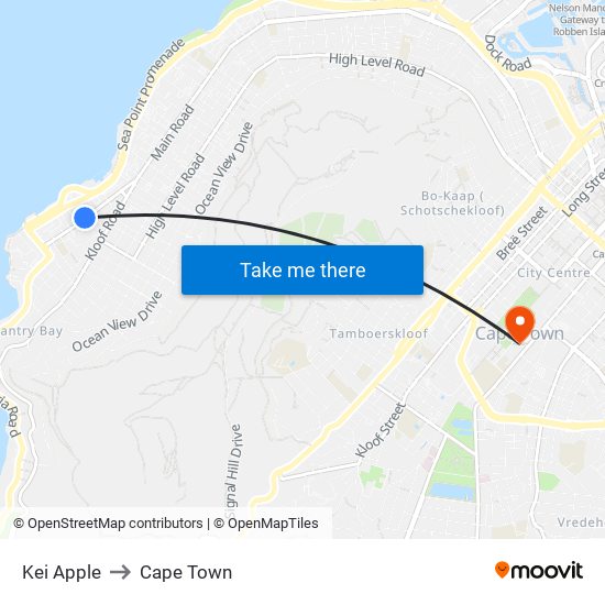 Kei Apple to Cape Town map