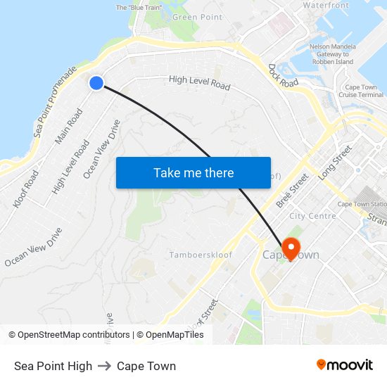 Sea Point High to Cape Town map