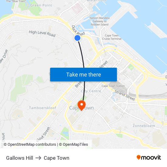 Gallows Hill to Cape Town map
