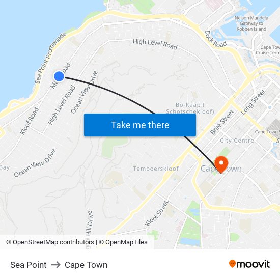 Sea Point to Cape Town map