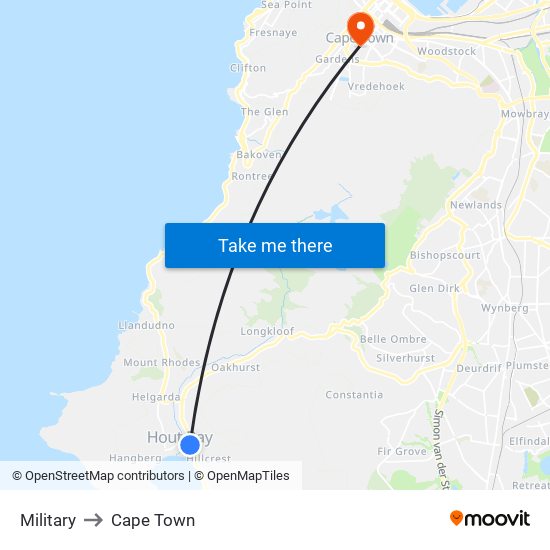 Military to Cape Town map