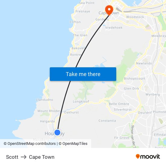 Scott to Cape Town map