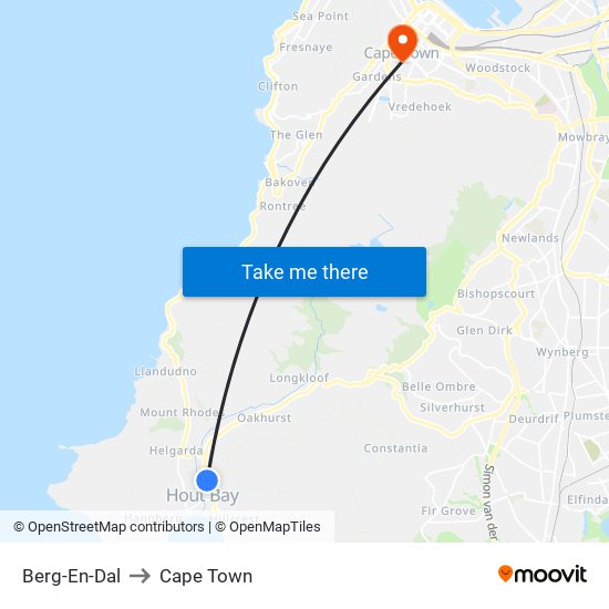 Berg-En-Dal to Cape Town map