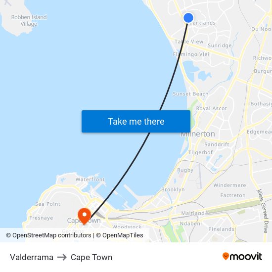 Valderrama to Cape Town map