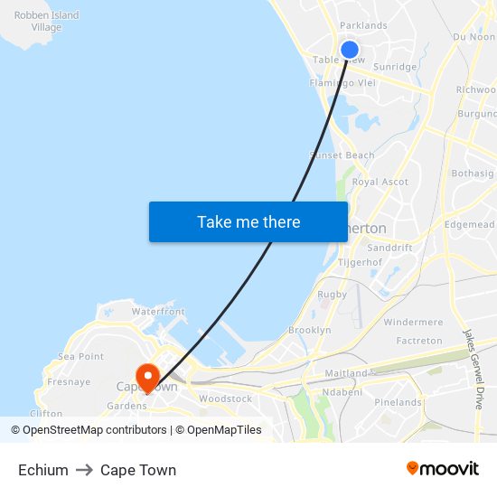 Echium to Cape Town map