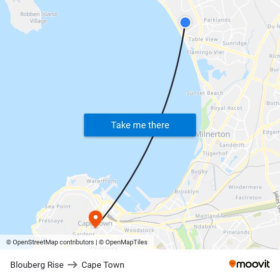 Blouberg Rise to Cape Town map