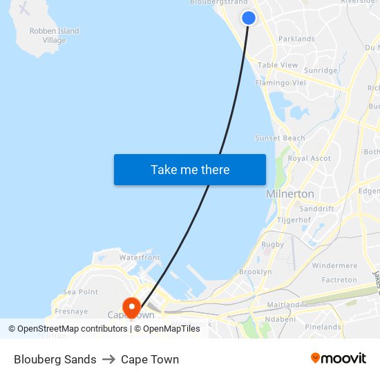 Blouberg Sands to Cape Town map