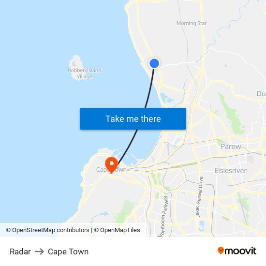 Radar to Cape Town map