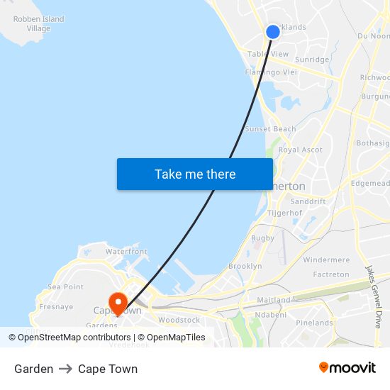 Garden to Cape Town map