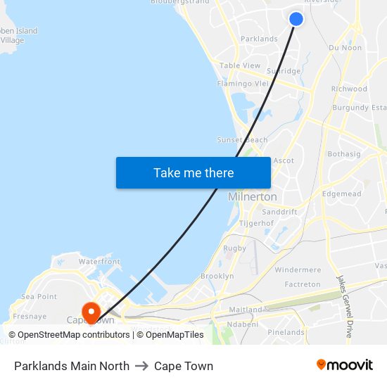 Parklands Main North to Cape Town map