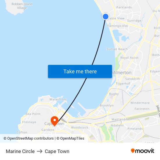 Marine Circle to Cape Town map