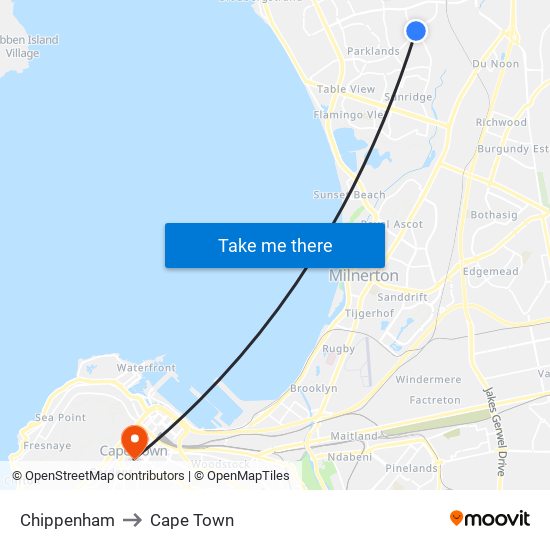 Chippenham to Cape Town map